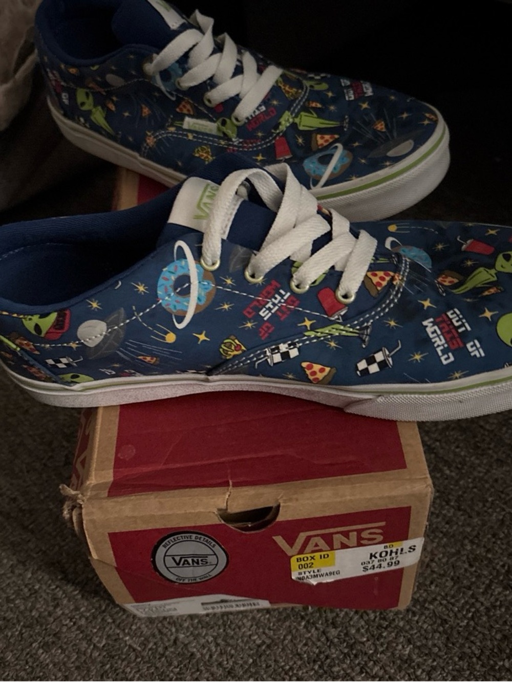 Vans Blue Space & Pizza Print Low Top Sneakers